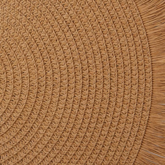 DII® 15" Round Natural Fringe Woven Placemat Set, 6ct.